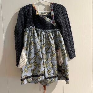 Matilda Jane Pixie Hood Pocket Fairy Dress Piecework Polka Dot Blue Sz 4